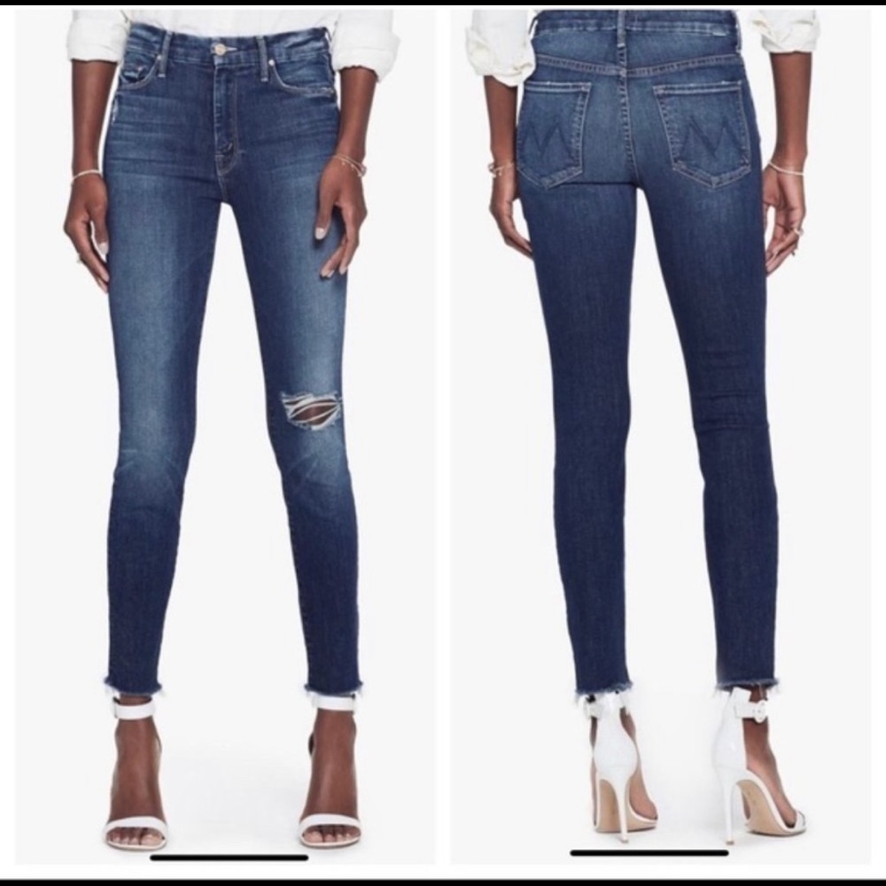 Mother Denim High Waisted Looker Ankle Fray Cat Attack size 27